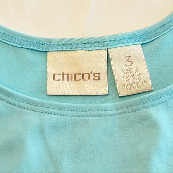 Chicos Women’s Aqua Sleeveless Tank Top Relaxed Fit Sz 3 - Picture 5 of 12